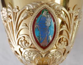 Solid silver gilt antique French Gothic Chalice.